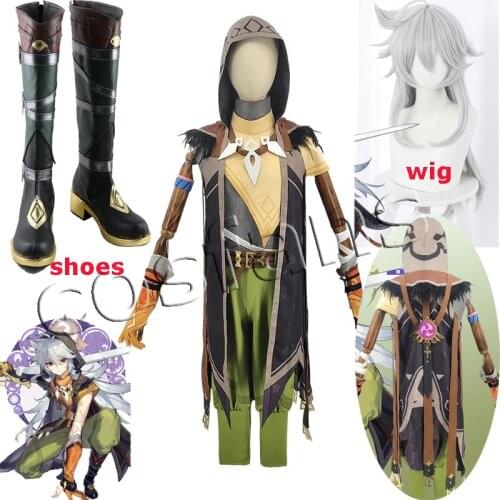 Game Genshin Impact Running Wolf RAZOR Cosplay Costume Boots Anime Fancy Outfits Full Set Halloween Carnival Uniform Shoes Wigs