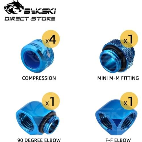 Bykski 4pcs Hard Tube Fitting Kit 90 Degree Elbow F-F M-F M-M Connector Combo G1/4 Compression For OD12/14/16MM PETG/Acylic Pipe
