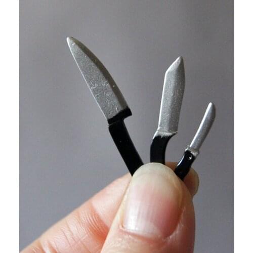 G05-X4496 children baby gift Toy 1:12 Dollhouse mini Furniture Miniature rement- mini knife 3pcs/set
