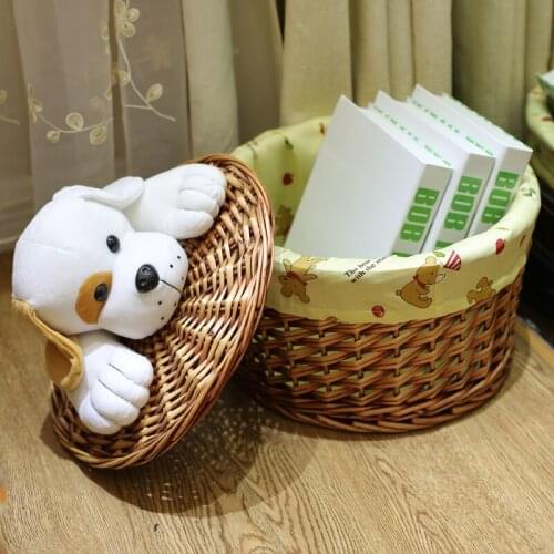 Home Cartoon Laundry Bucket Knitted Storage Basket Rattan Storage Basket Willow Dual-Order Box Storage Bucket