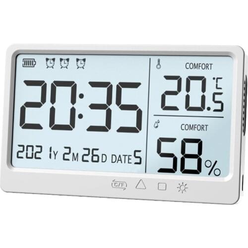 LCD Electronic Temperature Humidity Meter Electronic High Precisions Temperature Hygrometer Alarm Clock 2 In 1 Temperature Meter