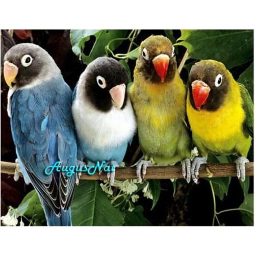 Parrots diamond painting full square bird diamond dots decor 5d diy crystal pasted picture wall art animals diamond craft gifts