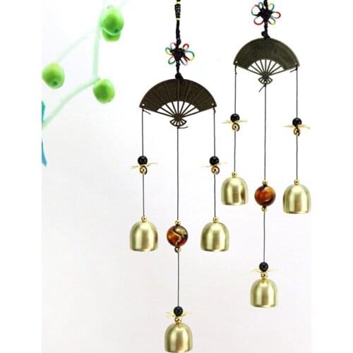 Chinese Style Wind Chimes Outdoor Bronze Yard Garden Living Room Decoration New Chime With Poem Caved On The Fan Multi Tubes