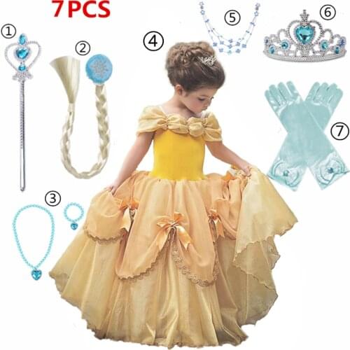 Princess Costume for Girls Fancy Kids Halloween Cospaly Dresses Birthday Party Childrens Clothing Girl Elsa Dresses for 4-10T