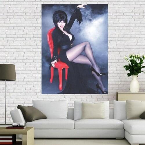 Hot Sell Custom Elvira Canvas Painting Poster Home Decor Cloth Fabric Wall Art Poster for Living Room