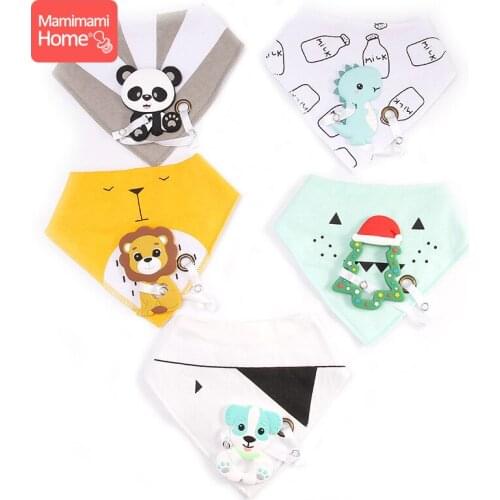 Mamihome Baby Bandana Bibs Burp Cloths Silicone Rodent Panda Pendant Cotton Drool Bib Newborn Absorbent Cloth ChildrenS Goods
