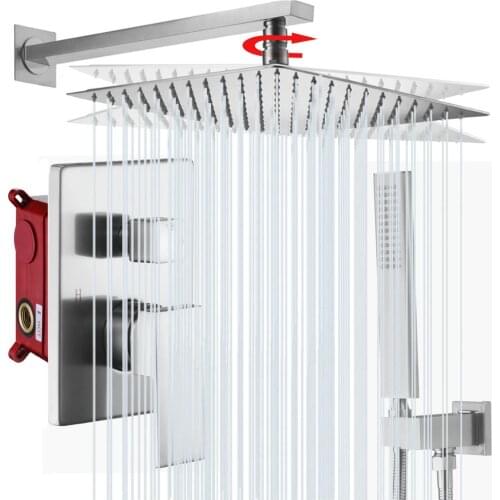 Shower System set with 12 Inch Bathroom Shower Head and Handheld Wall Mounted, SUS304 Stainless Steel Set ,Brushed Nickel