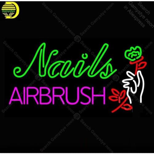 Neon Sign Nails Airbrush With Flower Glass Neon Light for Store Display Neon Wall Light Decorative Shop Signs Arcade Advertise