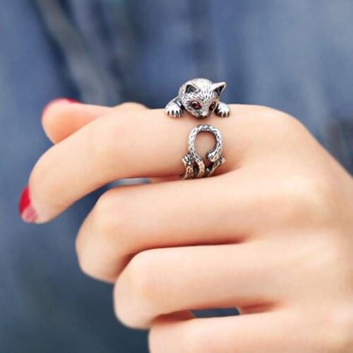 New Cute Female Small Cat Ring Boho Fashion Open Engagement Ring Vintage Wedding Rings For Women Jewelry bijoux Gifts