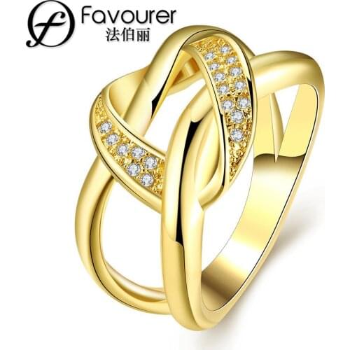 New Arrival Gold color Ring Inlaid Crystal for women korean fashion anillos de boda wedding rings bague femme