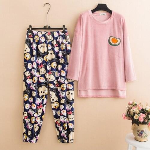 Bat-Sleeve Pijamas Women Plus Size Pajamas Sets Autumn Winter Pijama Sleepwear Soft Flannel Home Clothes pyjama femme 65-120kg