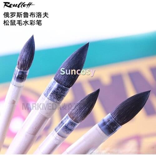 QA10 PURE SQUIRREL Professional Watercolor Artist Paint Brush Short Russian Roubloff, Round Brush of Hair Squirrel