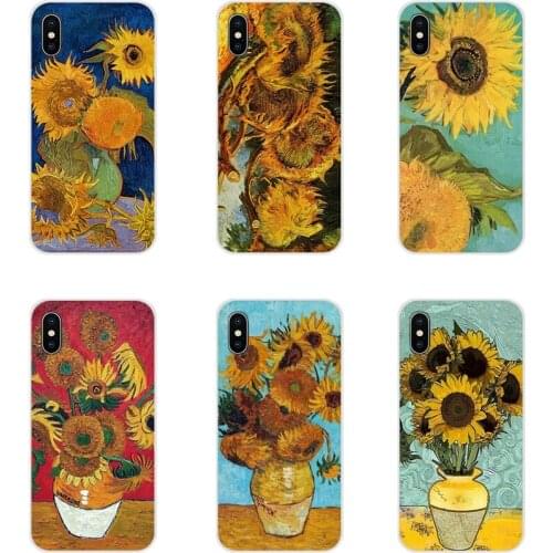 Transparent TPU Skin Cover Van Gogh Sunflowers oil painting For Huawei Honor 4C 5C 6X 7 7A 7C 8 9 10 8C 8S 8X 9X 10I 20 Lite Pro