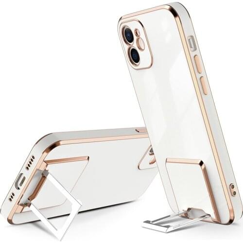 Luxury plating Square Ring holder Soft silicon phone case for iphone 12 7 8 Plus X XS XR MAX 11 Pro SE 2 Shockproof Stand Cover