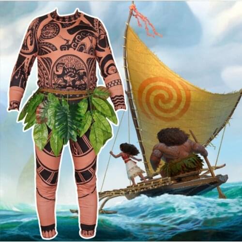 S-XXL Men Moana Maui Tattoo Cosplay Halloween Maui Costumes Carnival Purim parade Stage Show Nightclub Bar Role play Party dress