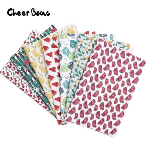 Cute Faux Leather Sheets Fruits Printed Synthetic Leather Fabric For DIY Kids Hair Accessories Bags Making Party Decor Materials