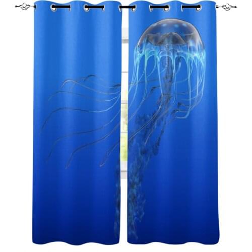 Modern Curtains for Living Room Jellyfish Blue Spots Ocean Bedroom Kitchen Curtain Home Decoration Window Drapes