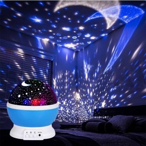 LED Night Light Star Projector Lamp Children Bedroom Baby Lamp Decor Rotating Starry Nursery Moon Galaxy Projector Table Lamp