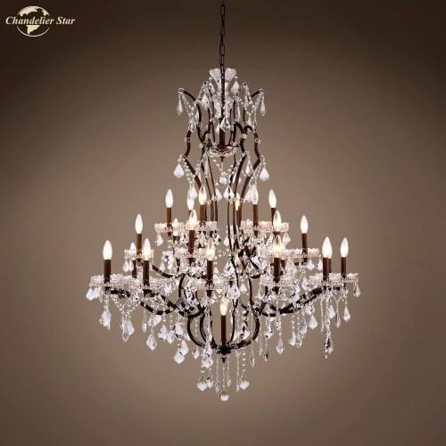 Traditional Crystal Chandeliers Lighting Luxury Decor Vintage Candle LED Rococo European Hanging Lamp for Living Room Bedroom