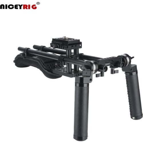 Niceyrig Universal Shoulder Pad Kit 15mm Rod Support System with Arri Rosette Handle Grip