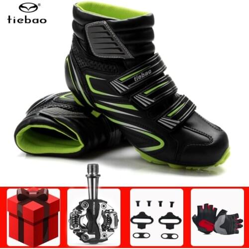 TIEBAO Winter Cycling Shoes mtb add SPD pedal set Men Bicycle Mountain Bike Shoes Non-slip Self-locking Sapatos de ciclismo