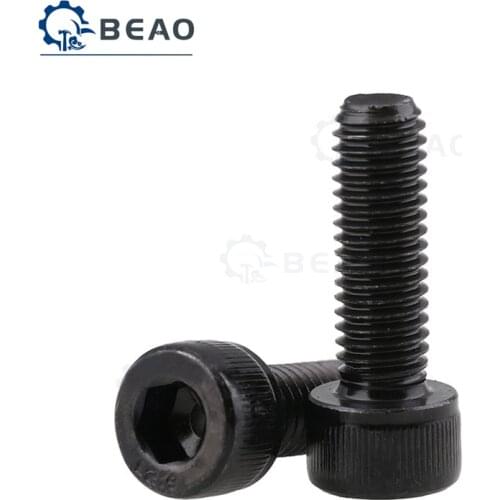 1-4Pcs DIN912 M10 M12 Metric Thread Black Grade 12.9 Carbon Steel Hex Socket Head Cap Screw Bolts Length 16/20/22/25/30/35-130mm