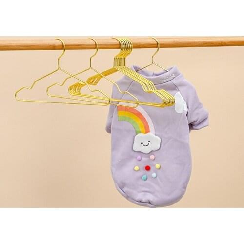 10 PCS Strong Metal Wire Pet Hangers Small Clothes Hangers for Dog Cat, Gold Metal Clothes Shirts Hanger with Grooves