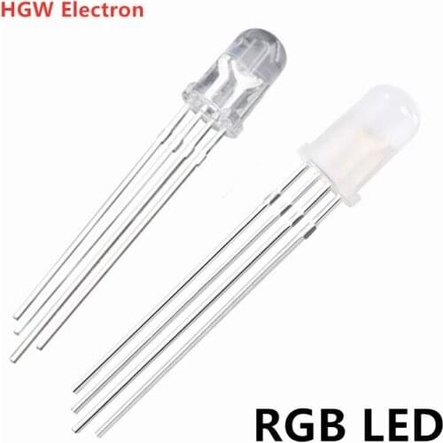 100PCS 5mm Round Four Leg Full Color RGB Co Cathode And Anode F5 Light-Emitting Diode LED