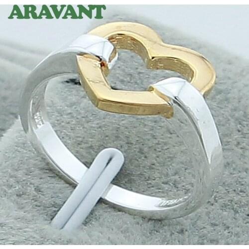 925 Jewelry Silver Color Heart Rings For Women Fashion Wedding Ring Plated Silver Jewelry