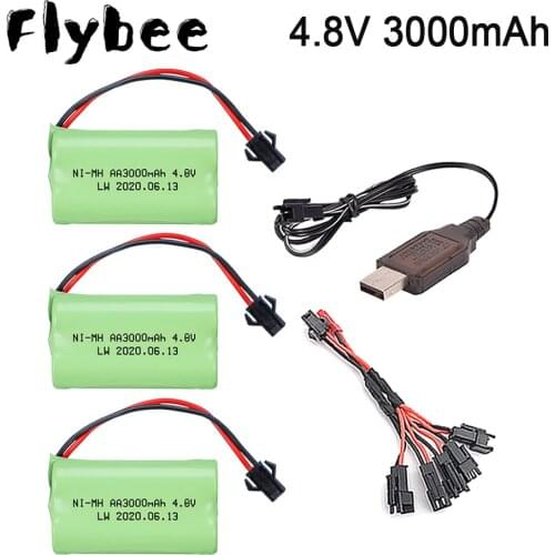 4.8v 3000mAh Battery and usb Charger For Rc toys Cars Tanks Robots Boats Guns 4* AA 4.8v 2400mah Rechargeable Battery Pack