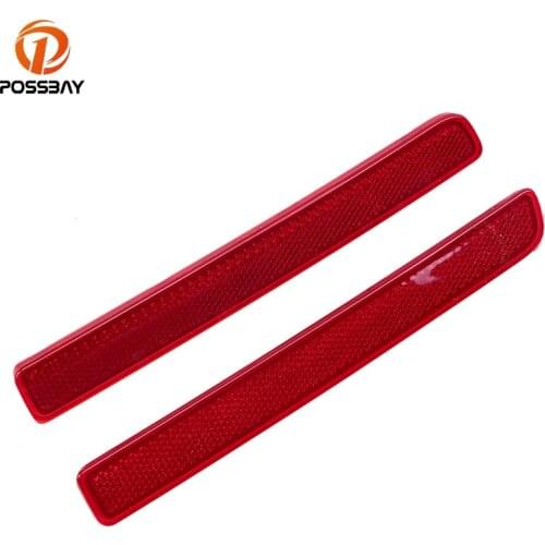 POSSBAY Left/Right Car Rear Bumper Reflector Red Lens Tail Reflective Stikers for Land Rover Discovery 4 2009-2016 Parking Lamp