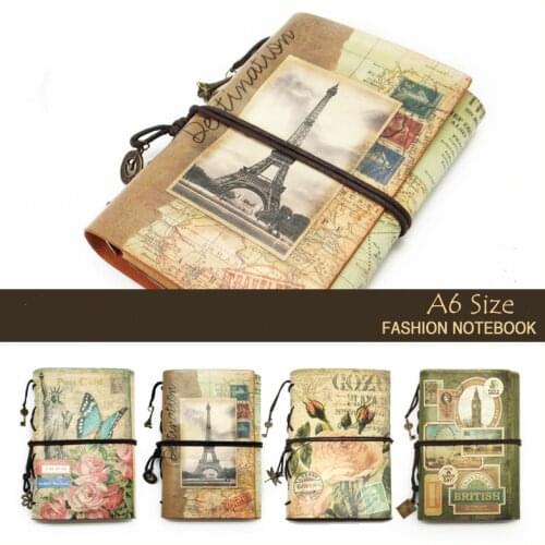 A6 Vintage Stationery PU Leather Notebook Creative Braid Kraft Paper Planner Sketchbook Agenda Diary Notebooks