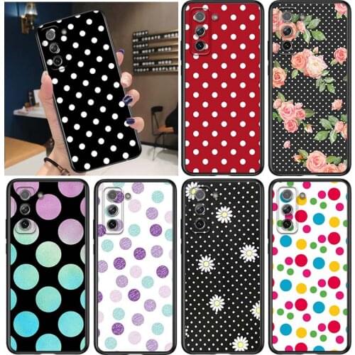 Polka Dots for Samsung Galaxy S21 Ultra Plus Note 20 10 9 8 S10 S9 S8 S7 S6 Edge Plus Black Phone Case