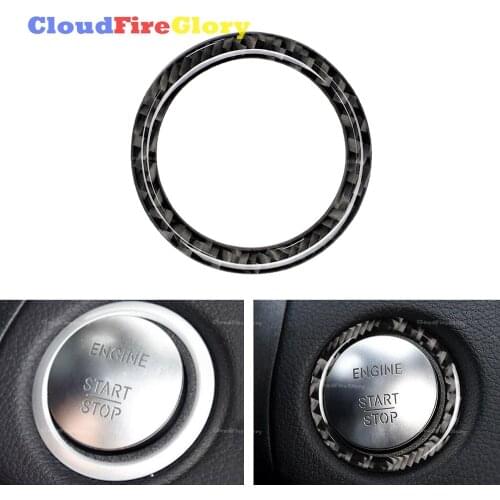 CloudFireGlory For Mercedes Benz C-Class W205 GLC Engine Start Stop Ignition Button Decal Sticker Trim Carbon Fiber