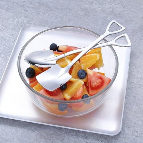 2/4PCS Dessert Spoon Creative Stainless Steel Retro Shovel Ice Cream Scoop Kitchen Tools Tableware Tea Coffee Spoons Cutlery Set