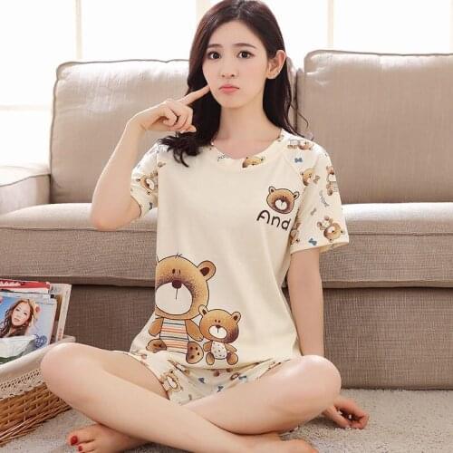 Homewear Pajamas Comfortable Girl Summer Female Cute Pijamas Women Sleepwear Lovely Home Suits Pyjama Short Sleeve Pajamas Set