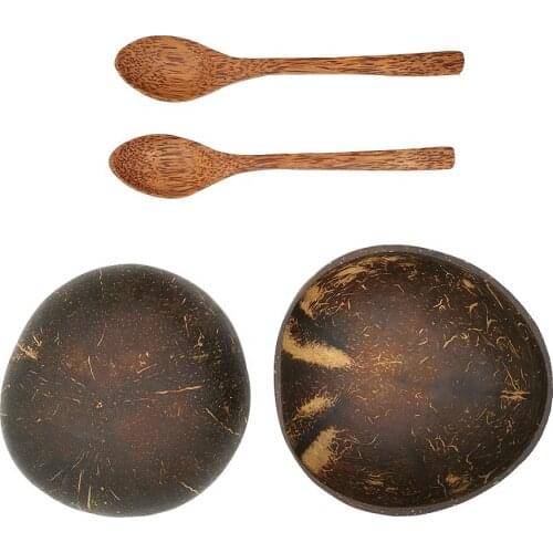 Eco-Friendly Disposable Handicraft Decoration Creative Shell Natural Coconut Bowl with Spoon