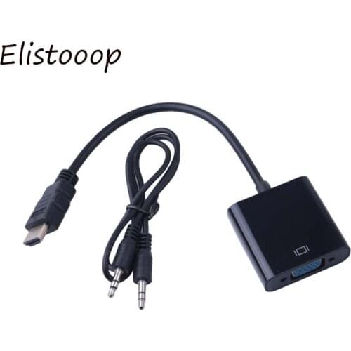 Elistooop Male to Female VGA Video adaptor HDTV CRT Monitor TV for XBOX 360 PS3 HDMI-compatible to VGA 3.5mm plug Audio Cable