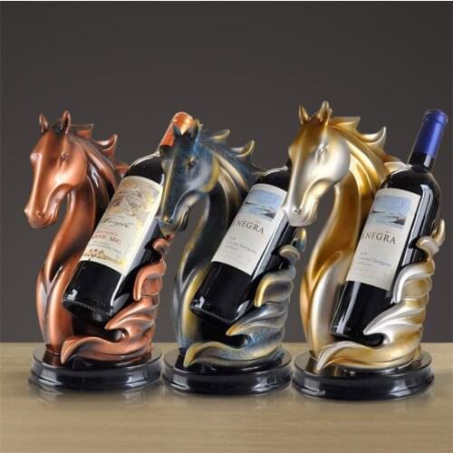 European Resin Abstract Horse Head Wine Bottle Holder Wine Cabinet Ornament Creative Sculpture Wine Rack Barware Decor Craft