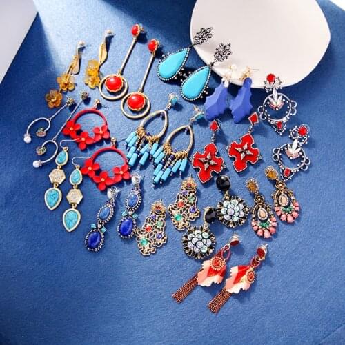 Kissme 2021 New Fashion Jewelry Wholesale Drop Earrings For Women Delicate Crystal Resin Big Discount Earrings Clearance Sale