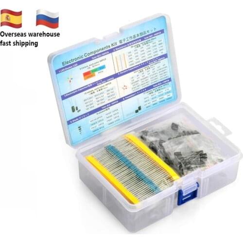 Electronic Component Kit Total 1390 Pcs LED Diodes 30 Values Resistors 12 Kinds Electrolytic Capacitor Pack TO-92 Transistor Box