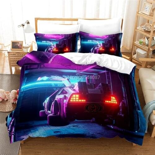 Cartoon 3d Car Game Printed Bedding Set Sport Cars Bed Linen Digital Printing Neon Rider Duvet Cover Set Pillowcase Home Textile