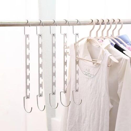 Stainless Steel 6-Hole Hook Hanger Multifunctional Folding Home Drying Rack Creative Home Closet Hanger Non-Slip Bracket