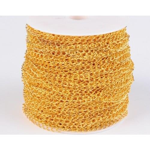 Brass Curb Chains with Spool Lead Free & Nickel Free &Cadmium Free 5x4x0.5mm; about 92m/roll Jewelry Chain Material