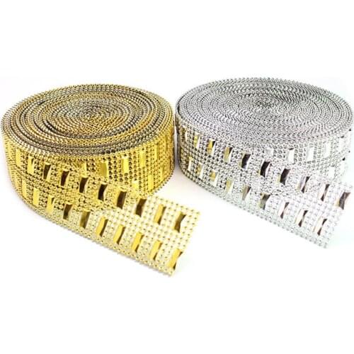 1Yard 4CM Gold Silver Color Shiny Rhinestone Ribbon For DIY Craft Garments Accessories Furniture Wedding Party Decoration
