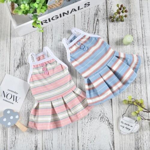 Summer Dog Dress Colorful Striped Skirt Yorkshire Pomeranian Poodle Bichon Schnauzer Pug French Bulldog Clothing Pet Clothes