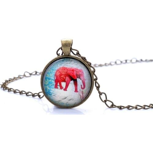 Lureme Simple Style Cute Red Elephant Time Gem Bronze Chain Necklaces & Pendants for Women 2015 New Deisgn Fashion Jewelry