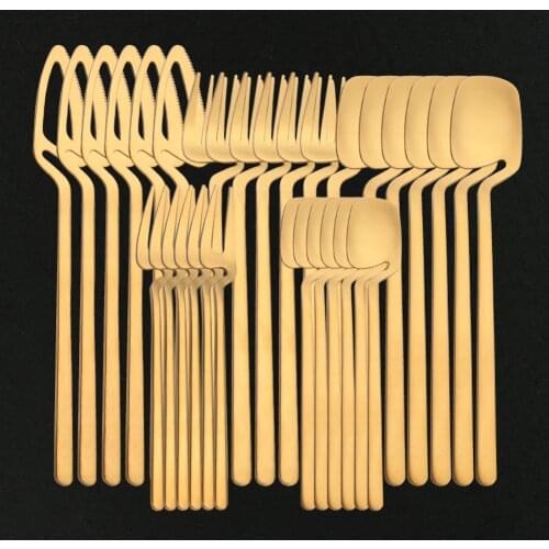 18/10 Stainless Steel Tableware Set 30Pcs/Set Gold Cutlery Set Knife Fruit Fork Spoon Dinnerware Set Party Home Flatware Set