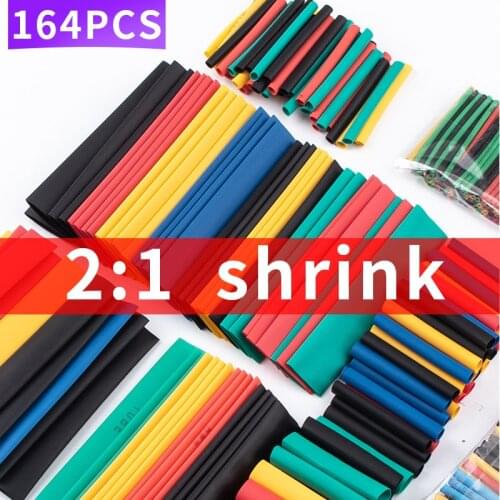 164/ 328/530pcs 2:1 Heat Shrink Tube Kit Shrinking Assorted Polyolefin Insulation Sleeving Heat Shrink Tubing Wire Cable 8 Sizes