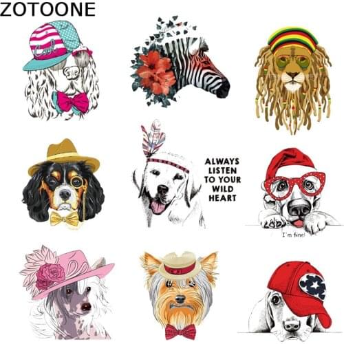 ZOTOONE Fashion Flower Dog Patch for Clothes T-Shirt Iron on Patches Stickers DIY Heat Transfer Accessory Washable Appliques E
